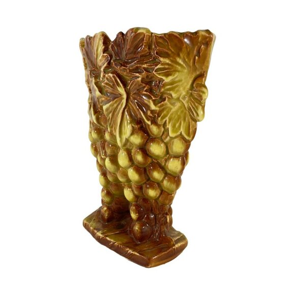 Vintage McCoy Grapes & Leaves Ceramic Double Vase Planter Mid-Century 1950s - Picture 6 of 13